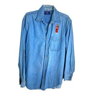 Paradise Point Vtg. Blue Denim "Coca-Cola" Shirt with Pointed Collar Size XL Y2K
